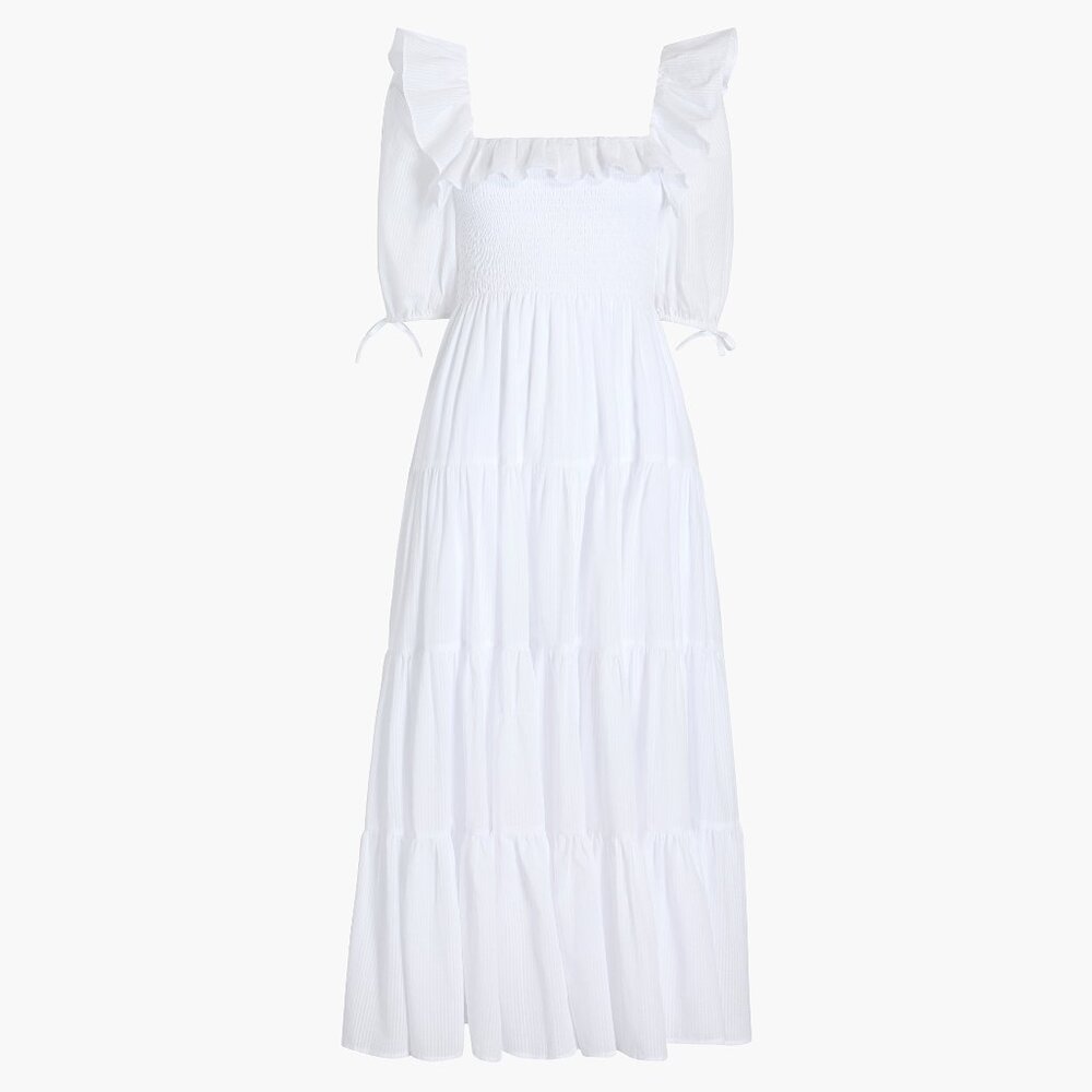 Hill House Home The Corinne Nap Dress - White Shadow Stripe Size S